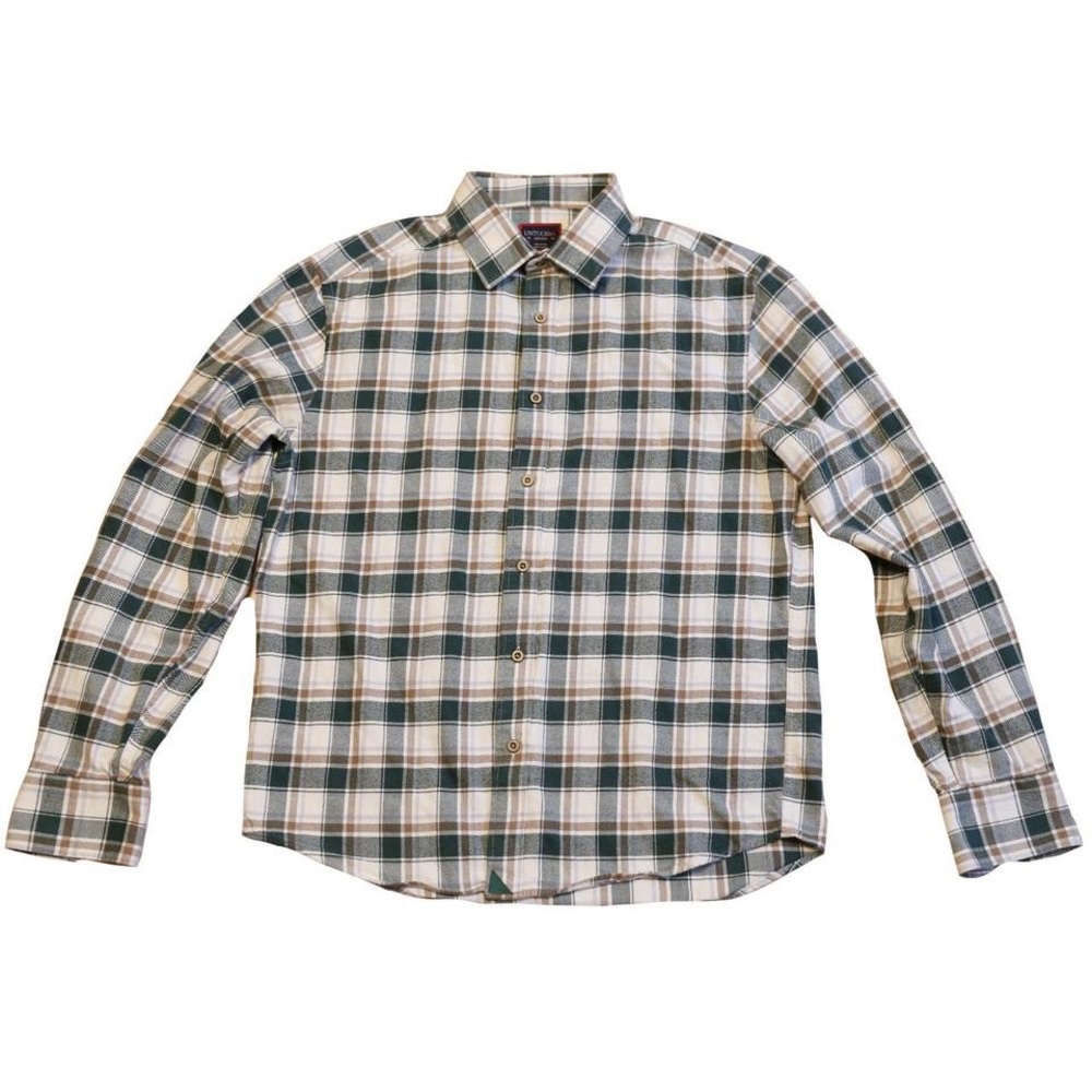 (NWOT) UNTUCKit Long Sleeve Button-up White Green Checks Cotton Shirt Flannel M